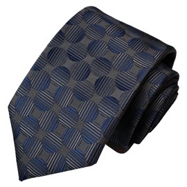 Michi Kolondon MKJ-032 Wrinkle-Resistant Bonding Processing Fabric Lined with Volume, Made in Japan Necktie Brand KOSHINO Geometry Pattern, 100% Silk, Unisex, Compatible, gray/blue