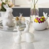 Pawliss Easter Decorations: Elegant White Ceramic Bunny Figurines Set of