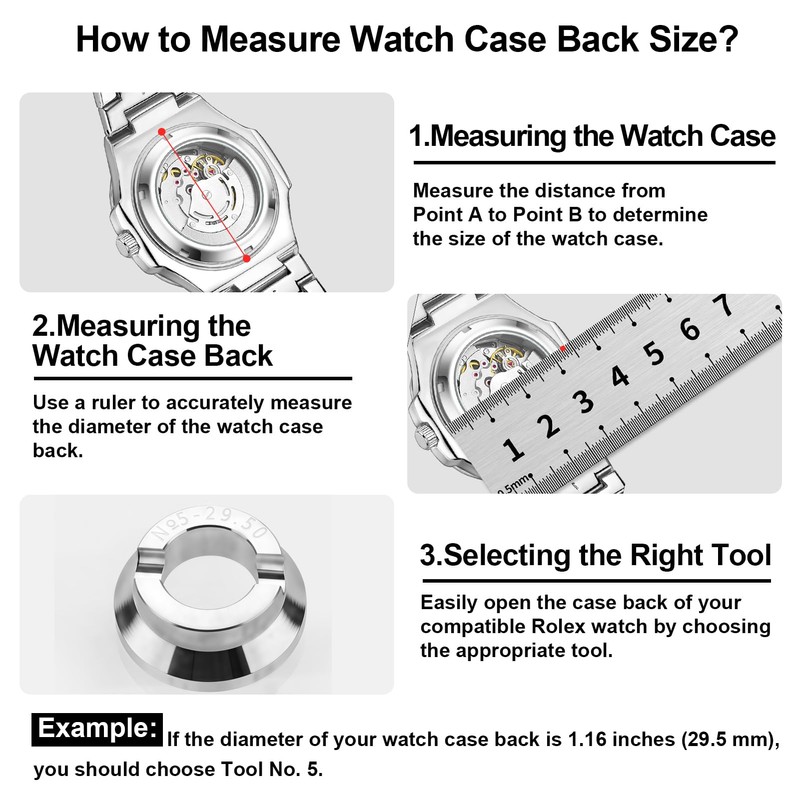 MEKOTRIN 5537 Watch Case Back Removal Tool with 13 Dies,