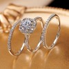 SweetJew Silver Engagement Wedding Rings for Women Round CZ Bridal