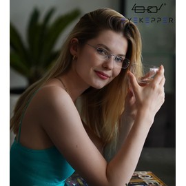 Eyekepper Titanium Rimless Reading Glasses Readers Women Blue +1.75