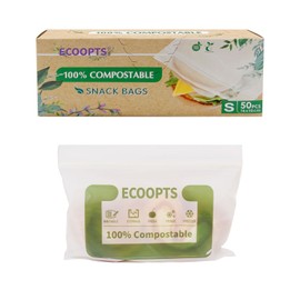 100% Compostable Snack Zip Bag | ECO-Friendly Small Storage Bags | Freezer Bag | Plant-Based BPA-free | Seal well for Cookie, Chips and Snack (1, Small)