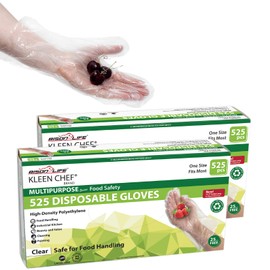 KLEEN CHEF Disposable Food Handling Long Cuff Poly Gloves | One Size Fits Most, 525 per Box (2 Boxes)