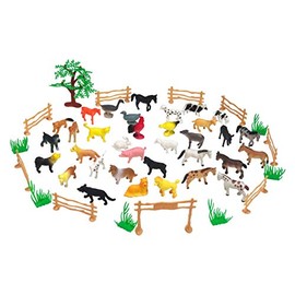 JAMARA Farm Animals 460477 Animal Play Set 2.5 Inches 50 Pieces Ideal Accessory for Any Toy Farm, Loving Details, Promotes Role Play and Imagination, Height: 30 - 95 mm