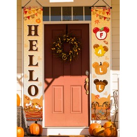 Welcome Bunny Porch Sign Banner,2pcs Happy Easter Door Banner Decoration Mouse Theme Bunny Easter Front Door Welcome Sign Hanging Banner for Spring Theme Easter Supplies