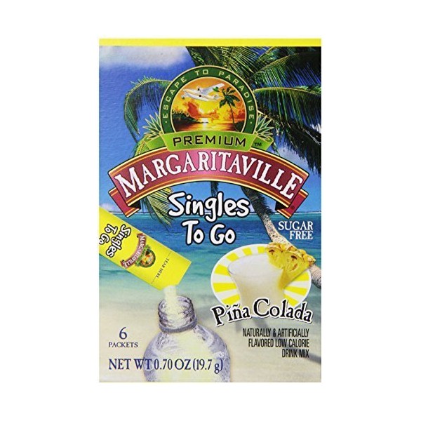 Margaritaville Singles to Go Drink Mix, Pina Colada, 6 Count (Pack - 3)