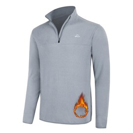 Willit Men's Fleece Pullover Winter Shirts Long Sleeve Quarter Zip Cold Weather Golf Hiking Casual Warm Shirts Light Gray XXL