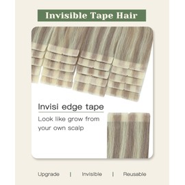 SURNEL Injected Tape in Hair Extensions 14 Inch Colour 18 Caramel blond 613 Bleach Blond Natural Real Hair Extension Upgraded Seamless Remy Invisible Skin Weft Straight 20 Pcs 30g(#18P613-14)