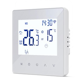 Decdeal WLAN Thermostat Room Thermostat for Water Underfloor Heating, Programmable 230 V LCD 3 A with the Tuya App (White)