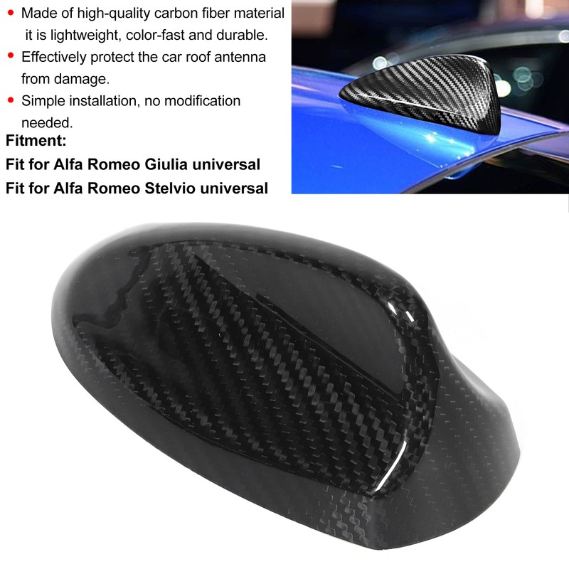 Carbon Fiber Car Antenna Cover Shark Fin Trim Glossy Black