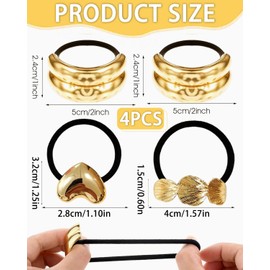 MYGLOAR 4 Pack Ponytail Headband, Metal Headband, Hair Band Gold, Elastic Hairpin, Ponytail Headband, Golden Hair Band, Punk Headband, Golden Ponytail Headband