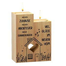Einzugsgeschenke Haus, Einzugsgeschenke Wohnung, Geschenk zum Einzug Geschenke zum Einzug Haus, Kerzenständer aus Holz, Viel Gluck Im Neuen Zuhause,Weihnachts- und Neujahrsgeschenke