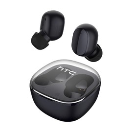 HTC True Auriculares Inalámbricos 6 Bluetooth 5.3 Auriculares Estéreo Oreja Control Táctil con Micrófono, Auriculares Inalámbricos de Cancelación de Ruido 22H Tiempo de Reproducción para Android y iOS