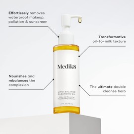 Medik8 Lipid-Balance Cleansing Oil - Purifies and Revitalizes Your Skin - Dissolves Impurities for Refreshing Feel - Reveals Radiant Complexion without Stripping Vital Moisture - 4.7 oz Cleanser