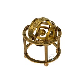 Brass Armillary Sphere with Stand, 9 cm High - Steampunk, Pirate or Vintage Decoration an