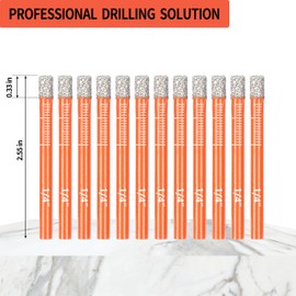 RCINDUS 1/4in Diamond Drill Bits (12PCs), Hole Saw for Concrete, Tile, Ceramic, Glass, Hard Plastic, Vacuum Brazed Diamond Core Drill Bits