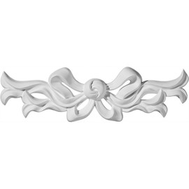 Ekena Millwork ONL09X03X01VE 9 1/4-Inch W X 3-Inch H X 3/4-Inch P Versailles Small Ribbon with Bow Center Onlay , White