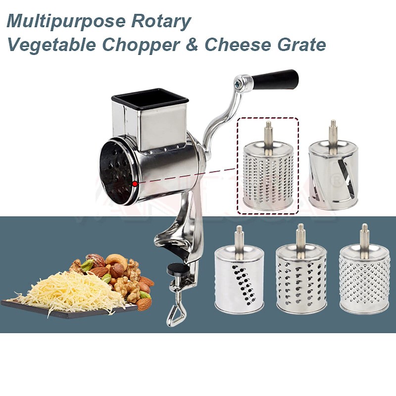 DYNAMI 5 in 1 Stainless Steel Rotary Grater,Kitchen Grater Vegetable