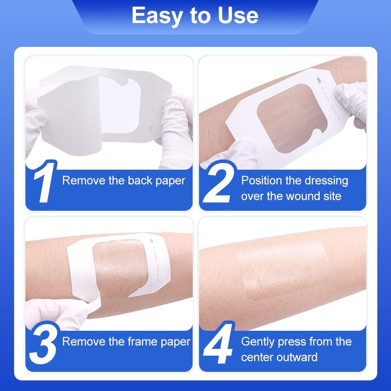 100 Count Transparent Film Dressing, Waterproof Bandages Post Surgical for