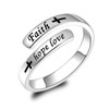 BEILIN Faith Hope Love Rings 925 Sterling Silver Adjustable Cross