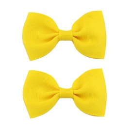 GFun Hair Ornament, Ribbon, Small, Striped, Set of 2, Clip, Hair Accessories, Barrette, Hakama, Graduation Ceremonies, Weddings, Recitals, Yukata, Clothes, Yellow