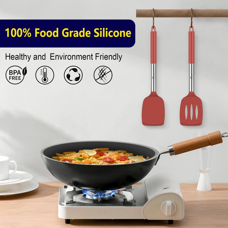 HOTEC Silicone Spatula Set of 2 Heat-Resistant 600°F & BPA-Free