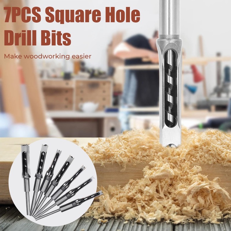 kimllier 7Pcs Square Hole Drill Bit, Stainless Steel Sharp Durable