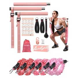 ALongSong Portable Pilates Bar Kit with Resistance Bands – Upgraded 3-Section Bar for Full-Body Workouts, Yoga & Leg Training, Home Gym Fitness Equipment for Men & Women - Color: Blue, Pound: 30-35-40lb