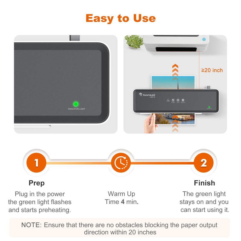 Bonsaii Laminator Machine with 5 Laminating Sheets, 9 Inch Thermal