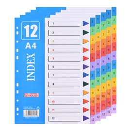 Set of 5 Coloured Folder Index Dividers for Folder A4 Pastel A4 Practical Cover Sheet Cardboard Index Extra Wide Perfect for Folder Organisation in the Office, 1-12