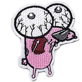 Courage Cartoon Cowardly Dog Eyes Popping Out 2.75 Inches Tall Embroidered Patch
