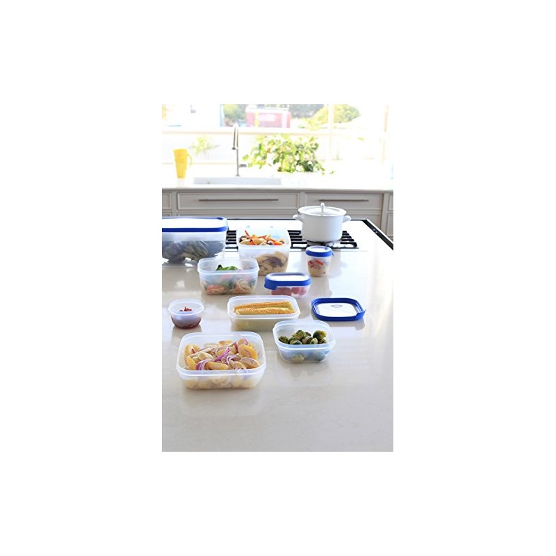 Curver 00009-082-00 Rechteckige Frischhaltedose New Grand Chef, 2,6L, transparent/blau