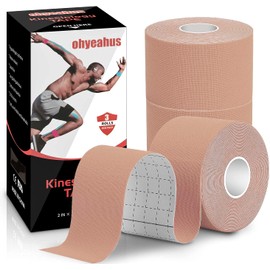 Kinesiology Tape(3 Rolls pack), Elastic Therapeutic Sports Tape Pro for Shoulder Knee Elbow Ankle, Waterproof, Breathable, Latex free, 2 inch x 19.7 feet Per Roll
