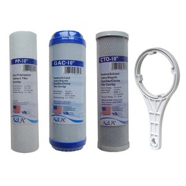 Universal Reverse Osmosis RO Replacement Set of 3 filter cartridges : Sediment, GAC, CTO Carbon Block for undersink RO. 3 Pk. Size: 10"x2.5"