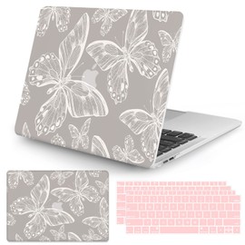 Seorsok Compatible with MacBook Air 13 Inch Case 2020 2019 2018 Release A1932 A2179 M1 A2337 Touch ID, Plastic Hard Shell Case with Keyboard Cover，Butterflies