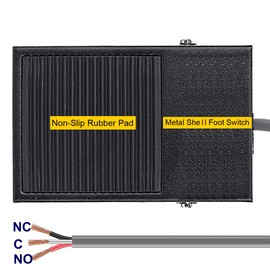 Gebildet 12V-24V-48V-220V/10A Momentary Non-Slip Foot Switch SPDT NO NC Hands-Free Metal Foot Switch with 1 m Cable