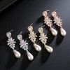 14K Gold Crystal Pearl Drop Earrings for Women,Dainty Freshwater Pearl