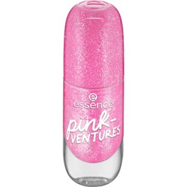 essence gel nail colour 07 pinkVENTURES, long-lasting nail polish, quick-drying, colour-intensive, shiny, express result, glittering pink, 8 ml