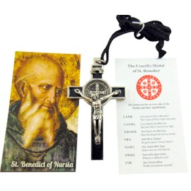 Westman Works St Benedict Crucifix Necklace with Holy Card and Prayer Metal Cross Pendant, 3 Inch