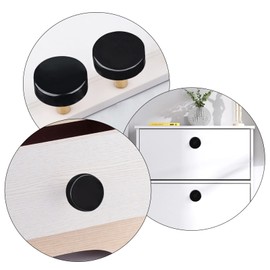 moonsix 4pcs Circle Crystal Stone Polished Drawer Knobs for Kitchen Handle Pull Cupboard Door Dresser Wardrobe Closet, Black Obsidian