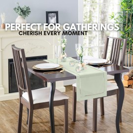 Sage Green Table Runner with Hemstitch - Light Green Table Runner for Farmhouse Decor, Spring & Easter Table Runner, Rustic Sage Green Runner for Dining, Dressers, & Home Decor (14 x 90 Inches Long)