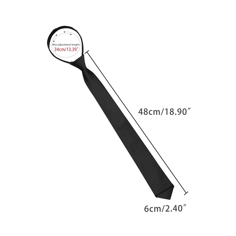 [Allegra K] Men's Necktie Narrow Tie Flat Stripe Adjustable Zipper