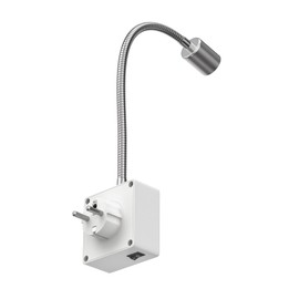 ledscom.de LESCH Socket Lamp Reading Lamp Chrome / White with GU10 LED Lamp 7 W 630 lm White