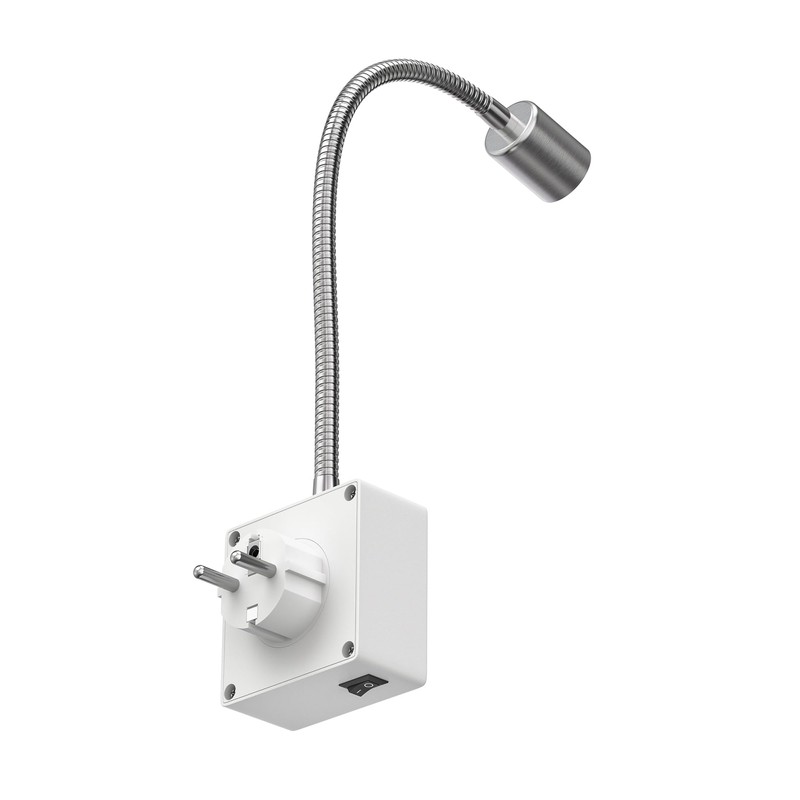 ledscom.de LESCH Socket Lamp Reading Lamp Chrome / White with