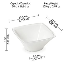 Omada Design Kitchen Bowl 16.9 oz, Unbreakable Acrylic Salad Bowl, Dishwasher Washable, Made in Italy, Square Line