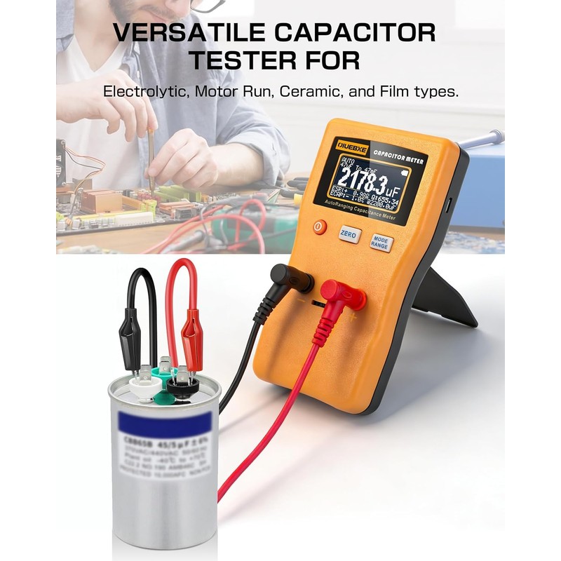 CapMaster 470F Capacitor Tester, ESR Estimate, 0.01pF–470F Auto Range