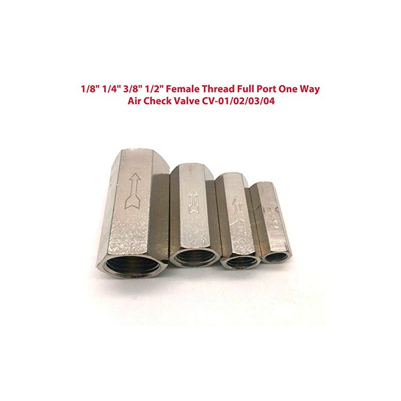 TOOLSTAR One Way Valve，1/4" Non-Return Brass Pneumatic Air Check Valve