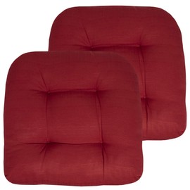 Sweet Home Collection Sweet Home Collection Patio Cushions Outdoor Chair Pads Premium Comfortable Thick Fiber Fill Tufted 19" x 19" Seat Cover, 2 Count (Pack of 1), Red