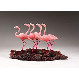 Flamingo Flock Sculpture by John Perry 7in Long Trotting version 5 birds Statue