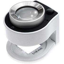 PhoenixLoupe LED Banded Loupe Linen Tester, Stand Magnifier (30x Magnification), Measuring Fiber Threads, 2 Types of Gims (0.5 mm / 1/16 Inch Units) / Dedicated Case Included (45 Days Warranty),